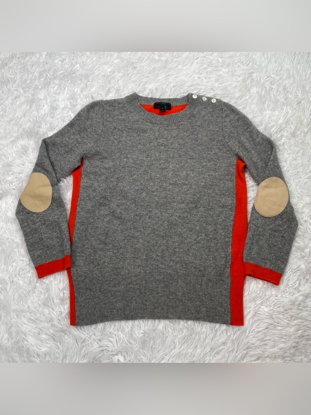 J.Crew Women’s Size S Small Cashmere Sweater Elbow Patches Preppy Quiet Luxury